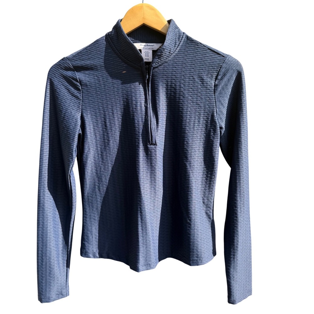 Tommy Bahama Everyday Active Navy Blue Textured Quarter Zip Pullover XS